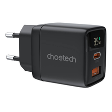 Φορτιστής Πρίζας Choetech GAN3 USB-A+C PD35W PD6052 (black)