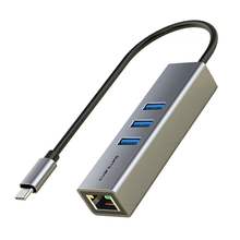 USB Hub Cabletime USB-C CT-CMLU3, RJ45 & 3x USB θύρες, 5Gbps, 1000Mbps, γκρι