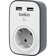 Αντάπτορας ρεύματος με προστασία υπέρτασης Belkin SurgeCube with 2 x USB BSV103vf