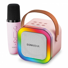 Karaoke Sonic Gear IOX K200 Bluetooth 5.1 HOME PORTABLE with Wireless MIC Pink