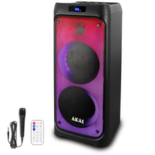 Karaoke Akai Party 260 Φορητό Bluetooth με LED, USB, micro SD, Aux-In και ενσύρματο μικρόφωνο 50 W RMS